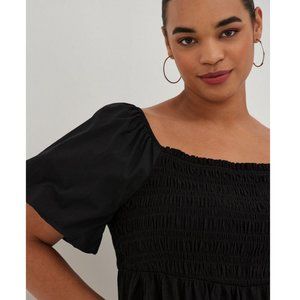 Torrid Babydoll Smocked Bodice Puff Sleeve Top Size 1 (1X - 14/16)